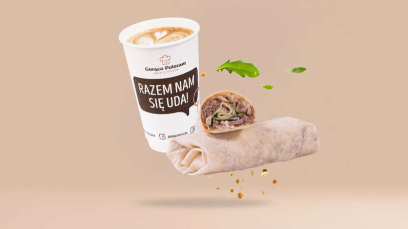 Wrap z szarpaną wołowiną i marynowanym imbirem + kawa