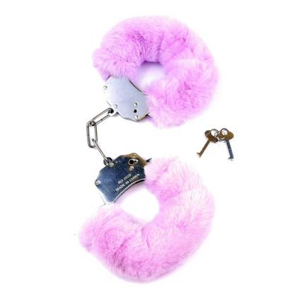 Furry Cuffs Purple Iron Cuffs with Fur