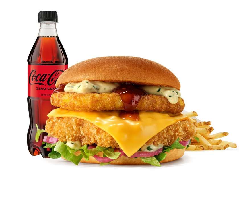 Burger Rywala Złoty Grand Chicken w zestawie​