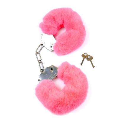 Furry Cuffs Rose - Iron Cuffs with Fur