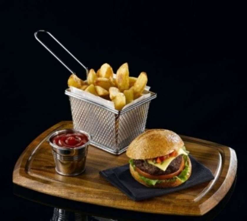 Chicken Burger with Fries and Sauce