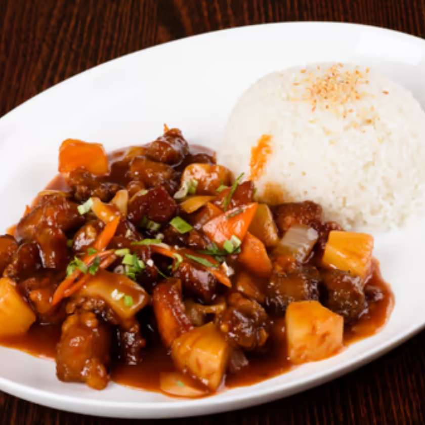 35. Stir-fried Pork with Vegetable Peppers, Rice
