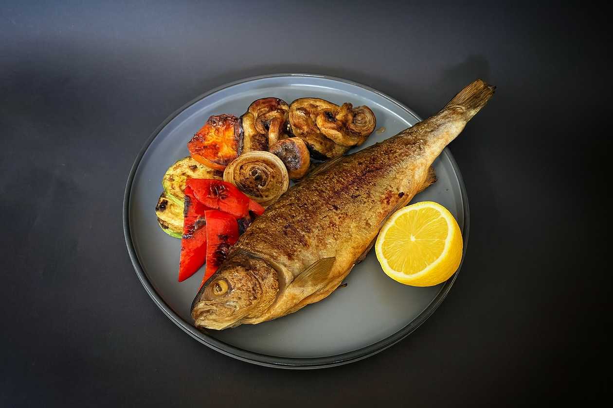 Trout with grilled vegetables