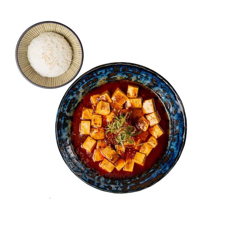 Map of tofu with rice without meat