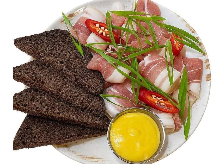 Ukrainian lard with a slit