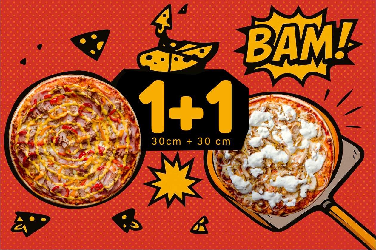 Any pizza (30 cm) + Any pizza (30 cm)