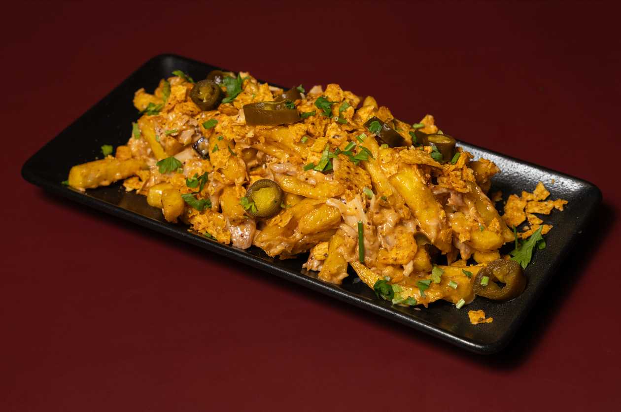 Fries with meat and cheese