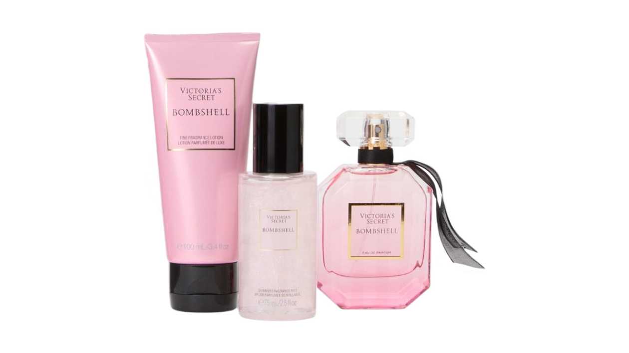 VICTORIA'S SECRET  BOMBSHELL SET : SHIMMER FRAGRANCE MIST 75 ML + EAU DE PARFUM 50 ML + BODY LOTION