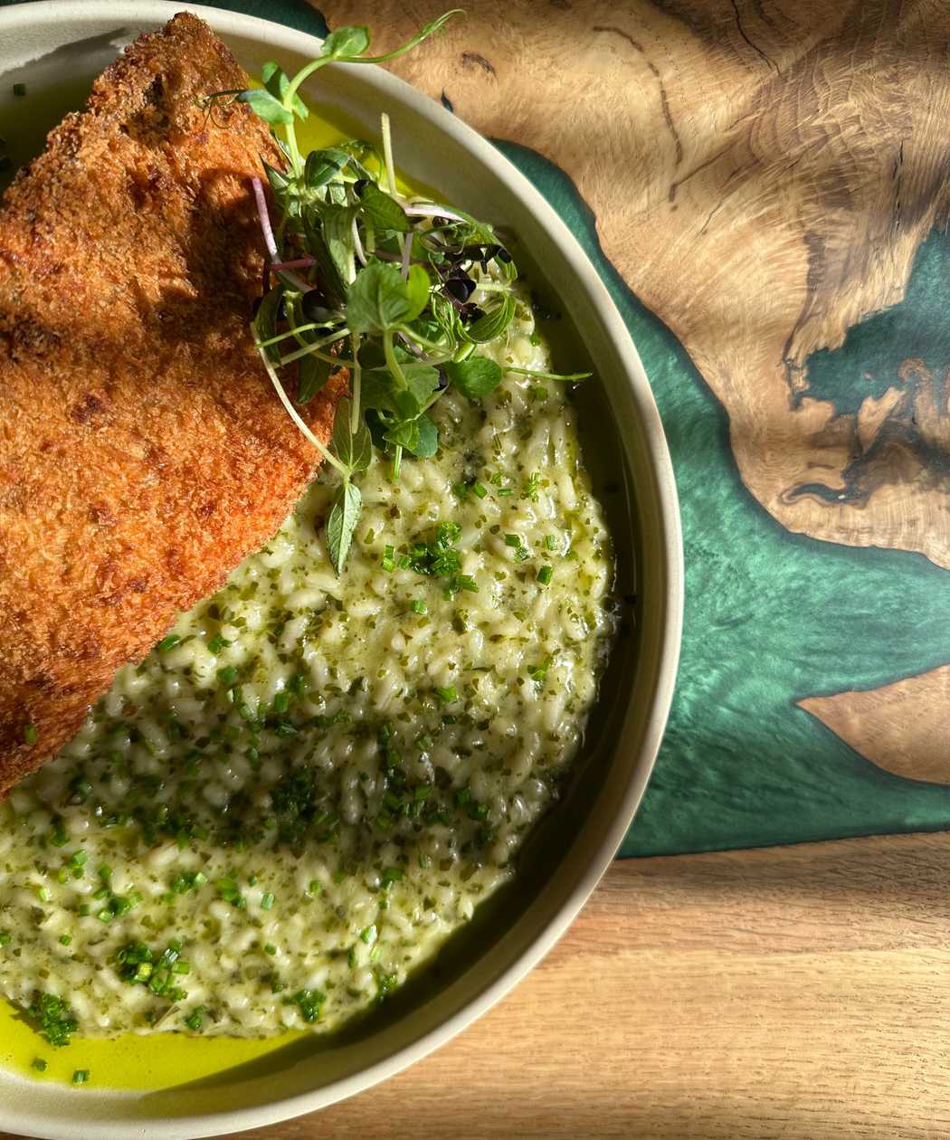 Pastrav Crocant cu Risotto