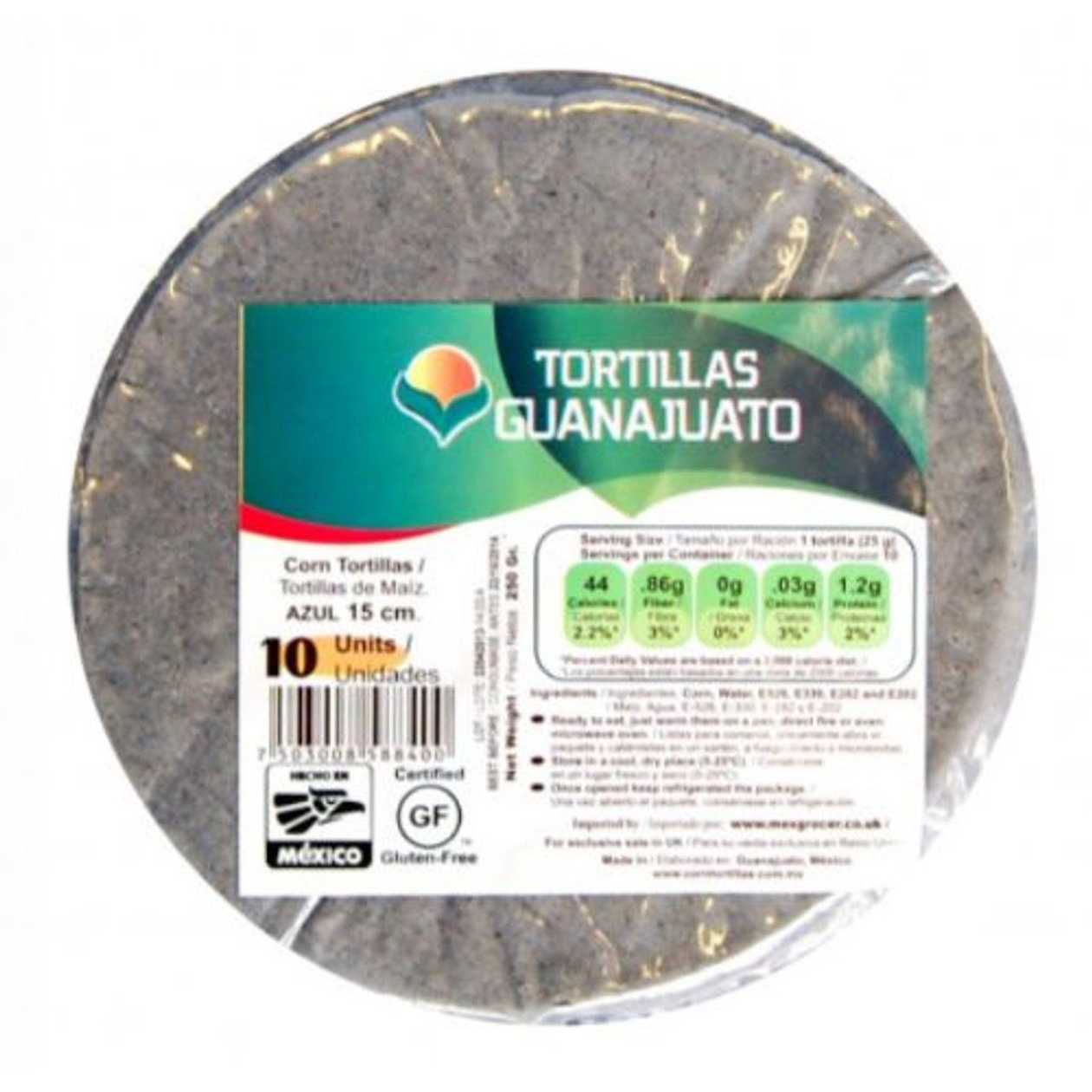 Blue Corn Tortilla 15cm 250g 10uds Guanajuato