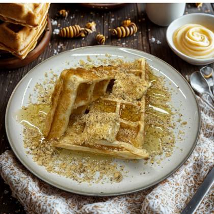 Honey, butter & nuts waffle