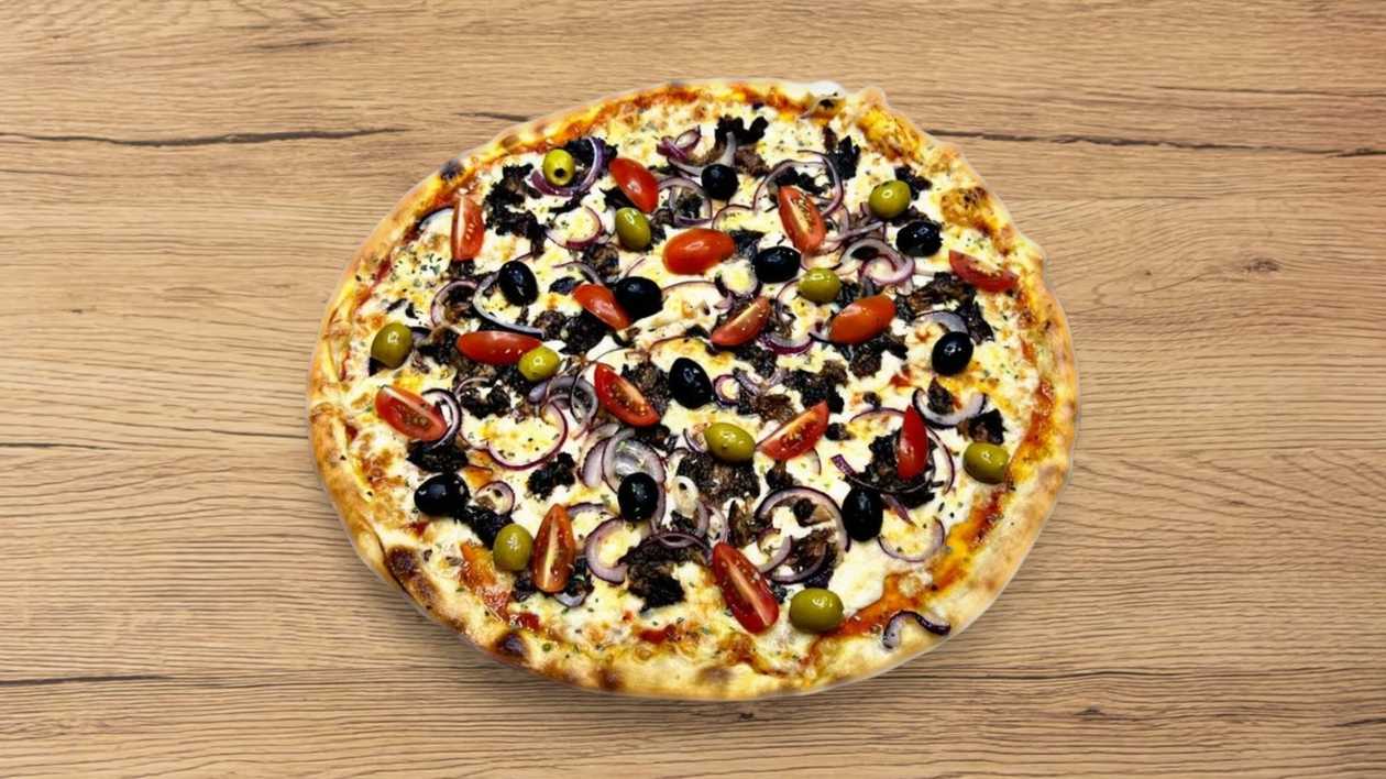 Su tunu pica 42 cm + gėrimas Gira 500 ml. Pasiūlymo vertė 15.50 €