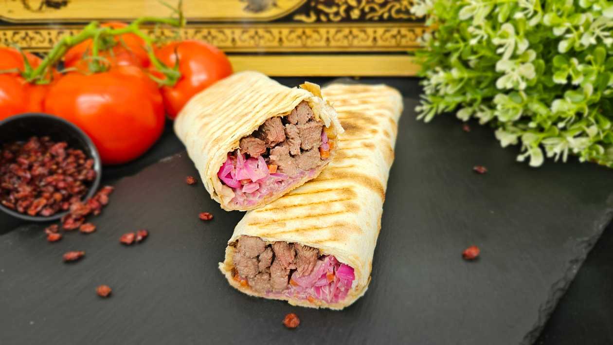 Kebab with beef ribeye.