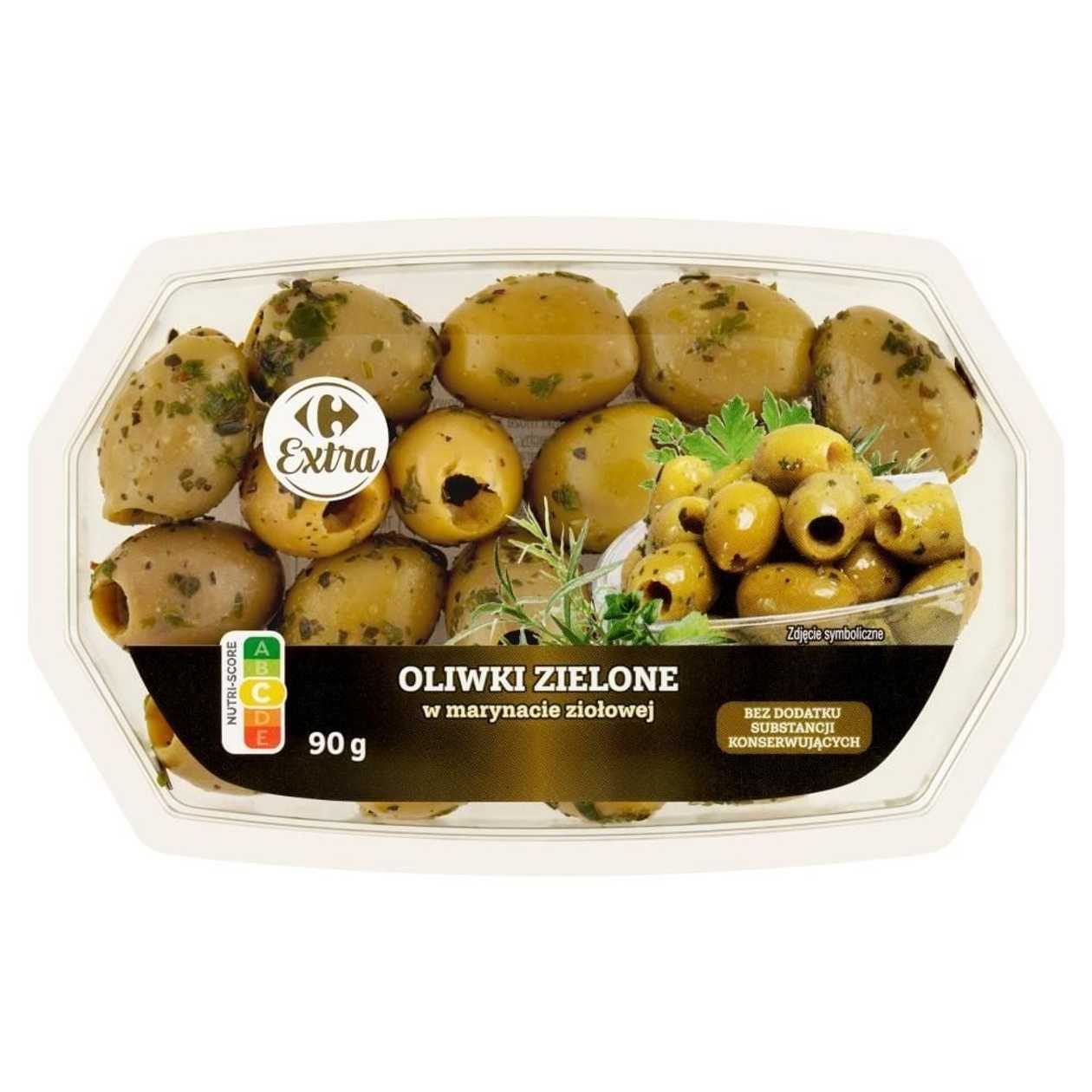 Carrefour Extra Green olives in herbal marinade 90 g