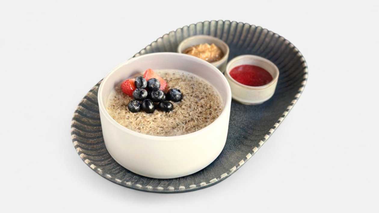 Oatmeal with peanut butter, chia seeds and granola