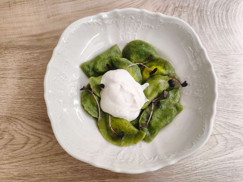 Varenyky with cottage cheese and dill