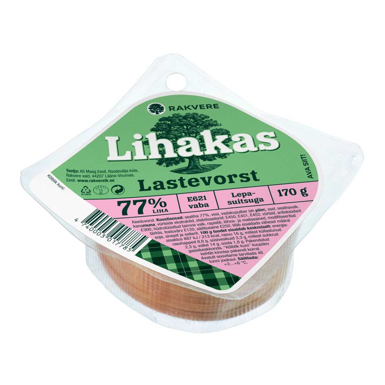 Rakvere, lihakas lastevorst, 170g (aegub peagi)