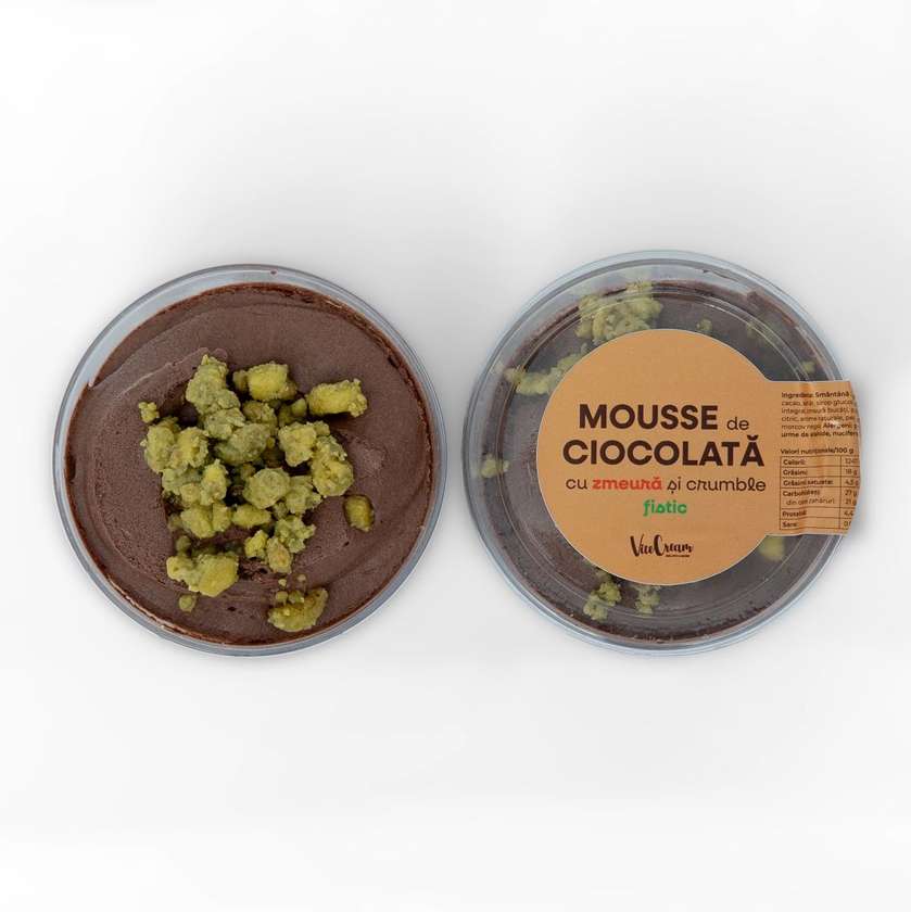 NOU - Mousse de ciocolată cu zmeură și crumble de fistic