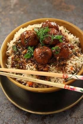 Vegetable Manchurian with Fried Rice