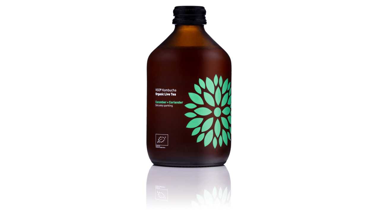 VIGO Kombucha, BIO Agurkas + kalendra, gaivusis arbatos gėrimas 0.33 l