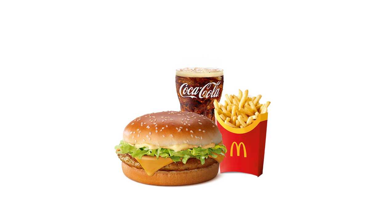 Cheesy pork burger, large meal