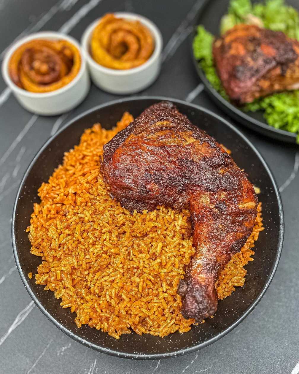 Jollof Rice with Fried & Grilled Chicken