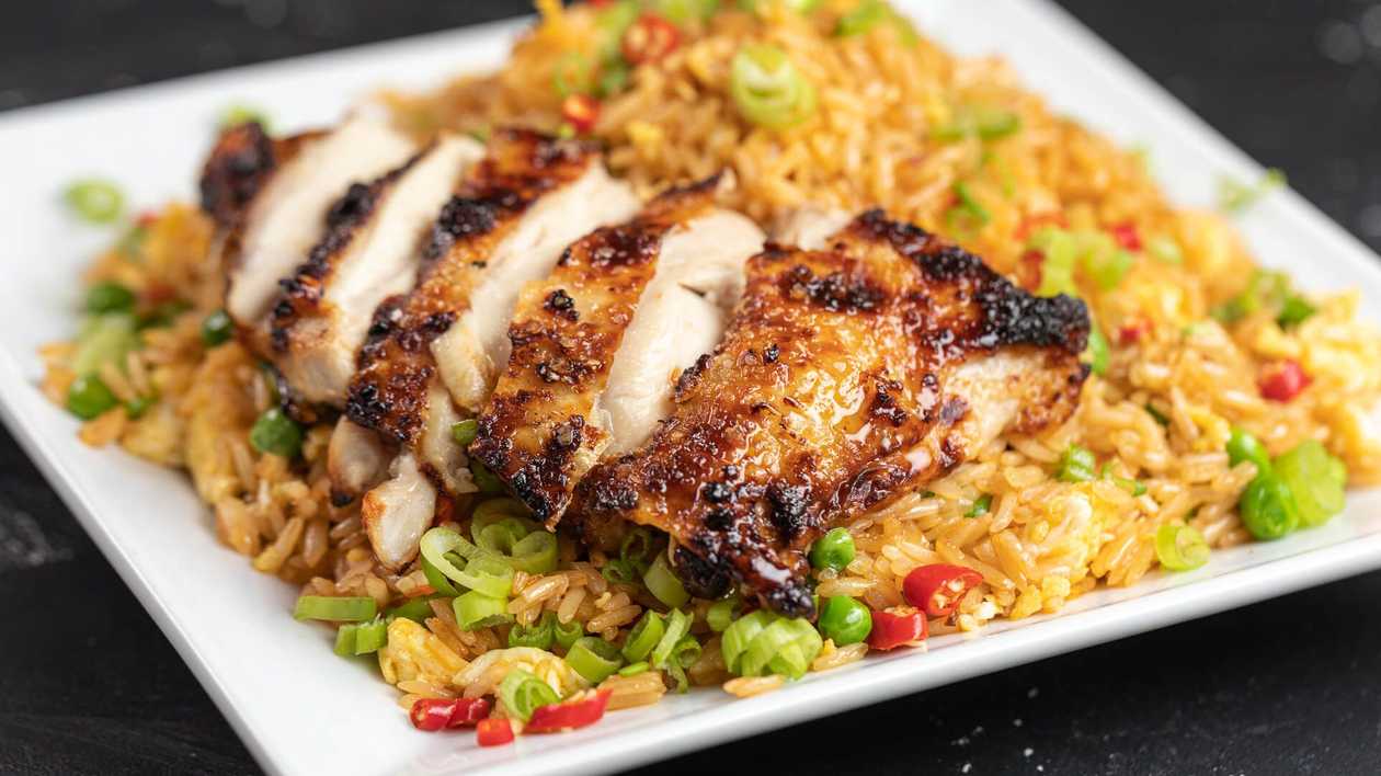 Fried Rice with Fried & Grilled Chicken