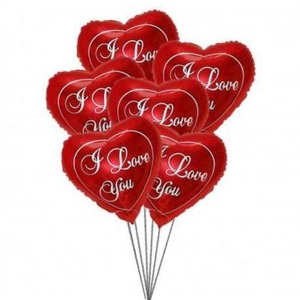 5 Glossy Heart-Shaped Balloons I LOVE YOU