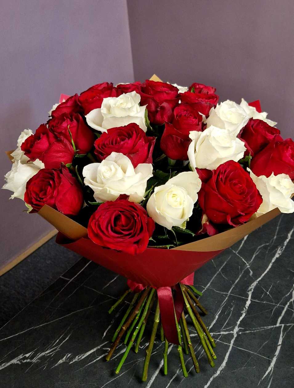 White and red roses
