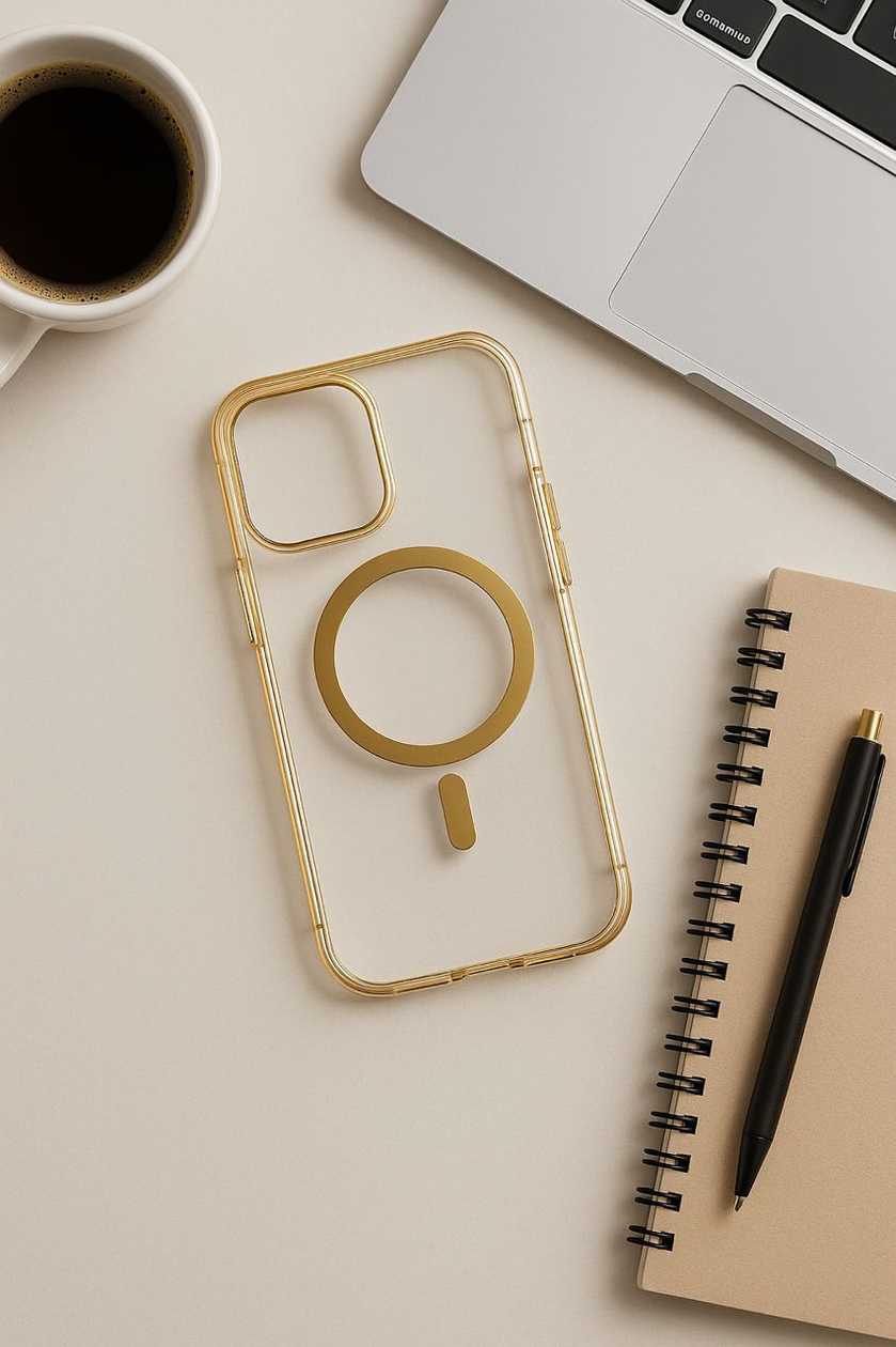 Transparent MagSafe Hardshell Back Case for iPhone 16Pro Max - Gold