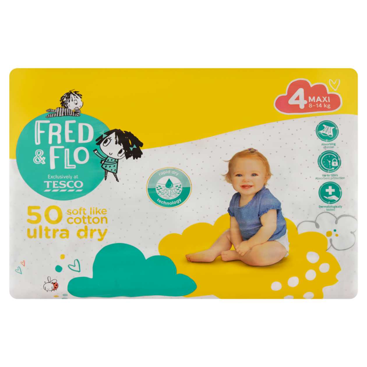 Fred &amp; Flo Ultra Dry Diapers 4 Maxi Mp 50 pcs