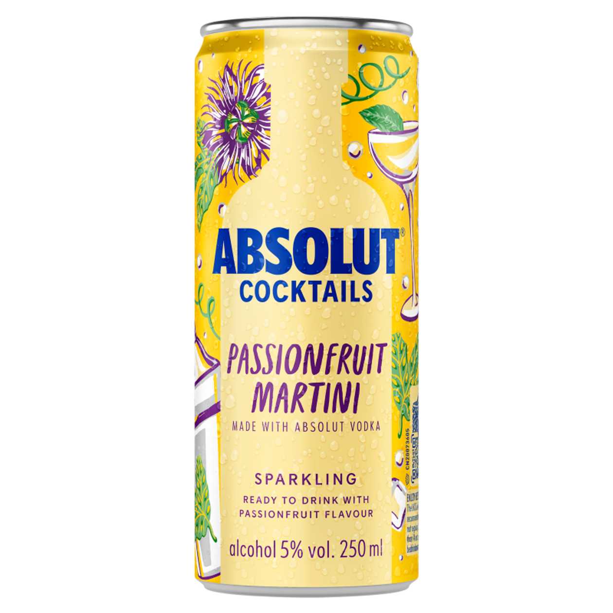 Absolut Passion. Martini Koktejl 5% 250 Ml