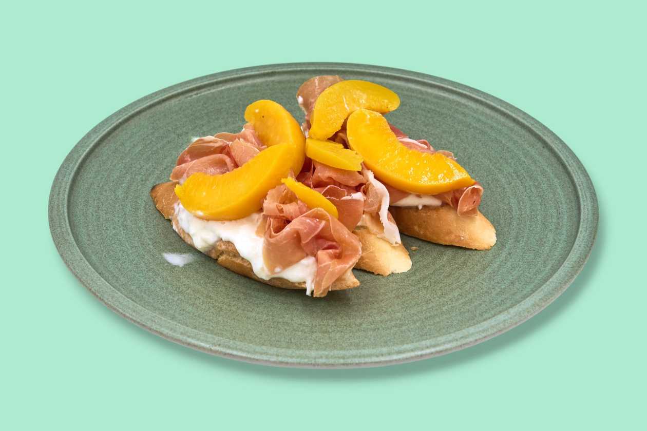 Ham Tartine - Bruschetta with Roasted Peaches