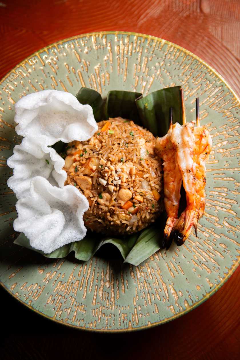 Nasi goreng with chicken and shrimp