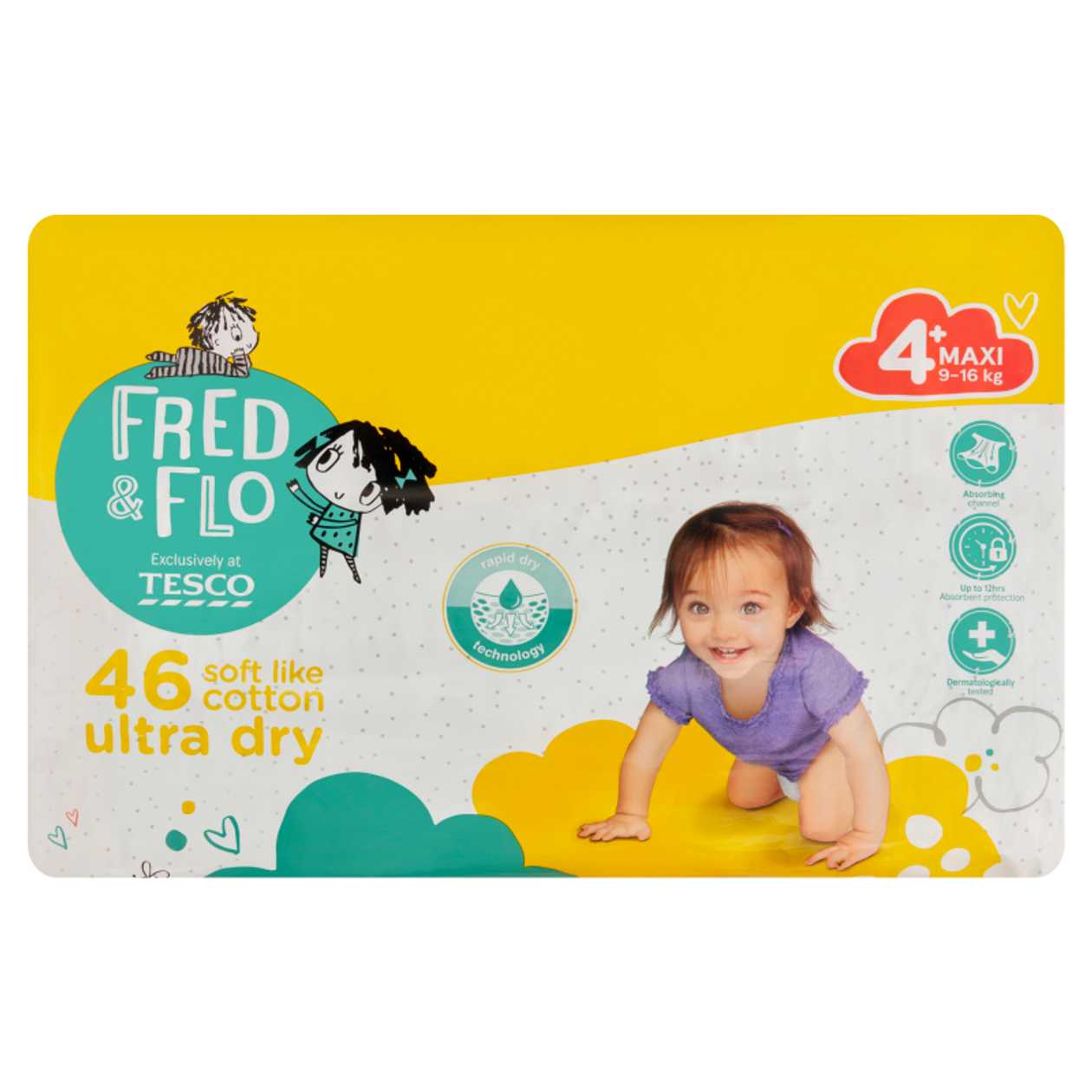 Fred &amp; Flo Ultra Dry Diapers 4+ Maxi Mp 46 pcs