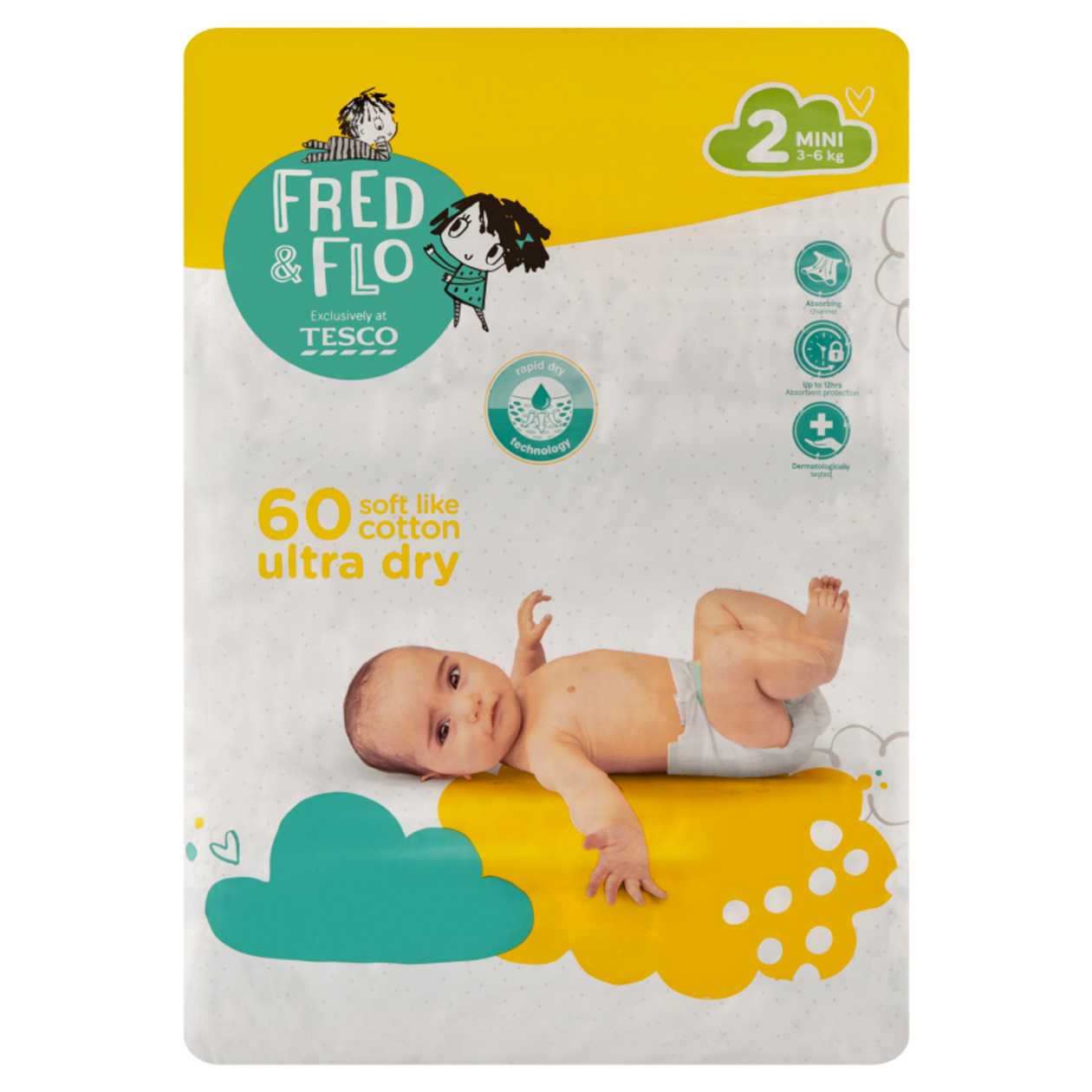 Fred &amp; Flo Ultra Dry Diapers 2 Mini Mp 60 pcs