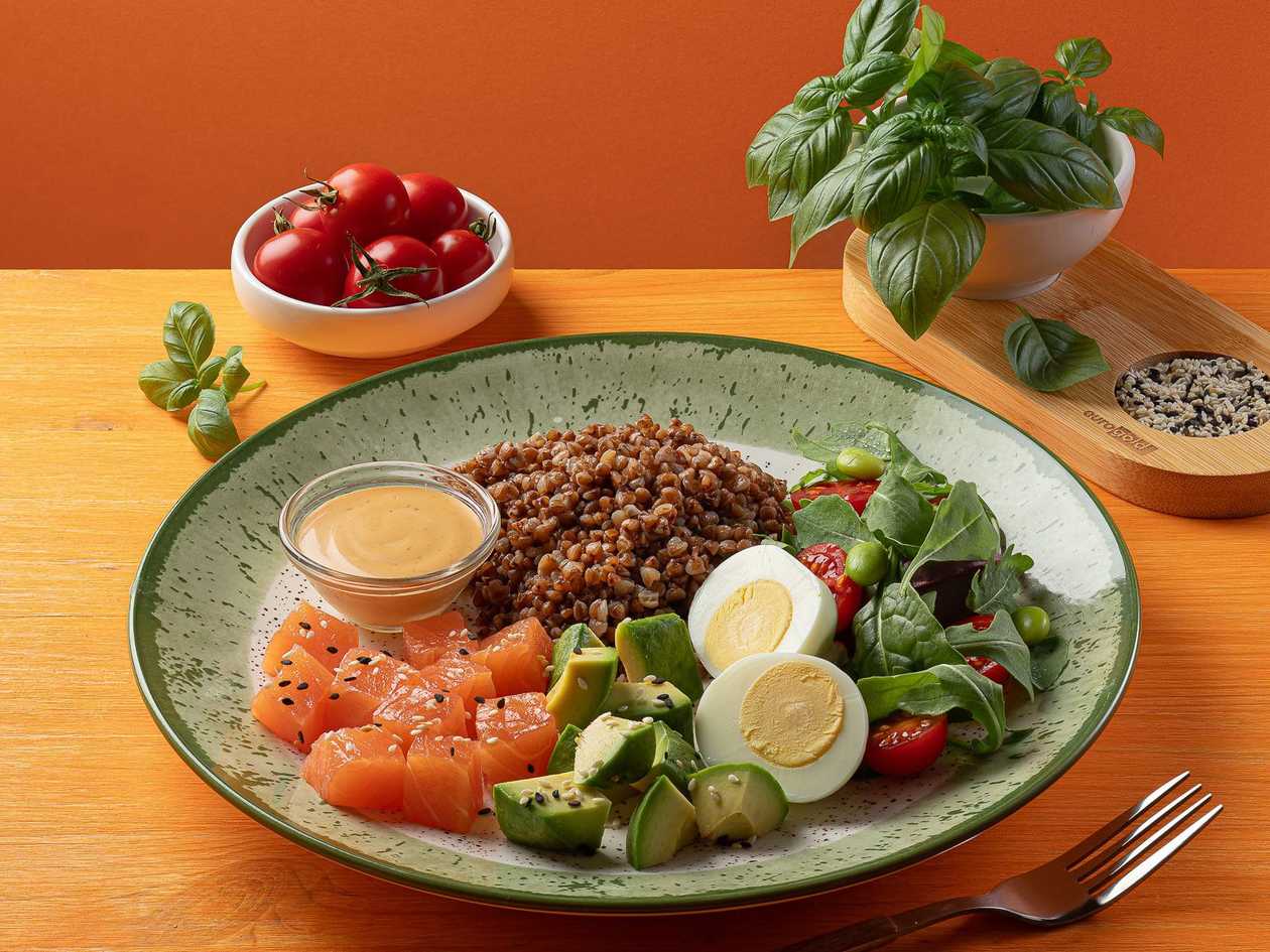 Breakfast with Buckwheat and Salmon