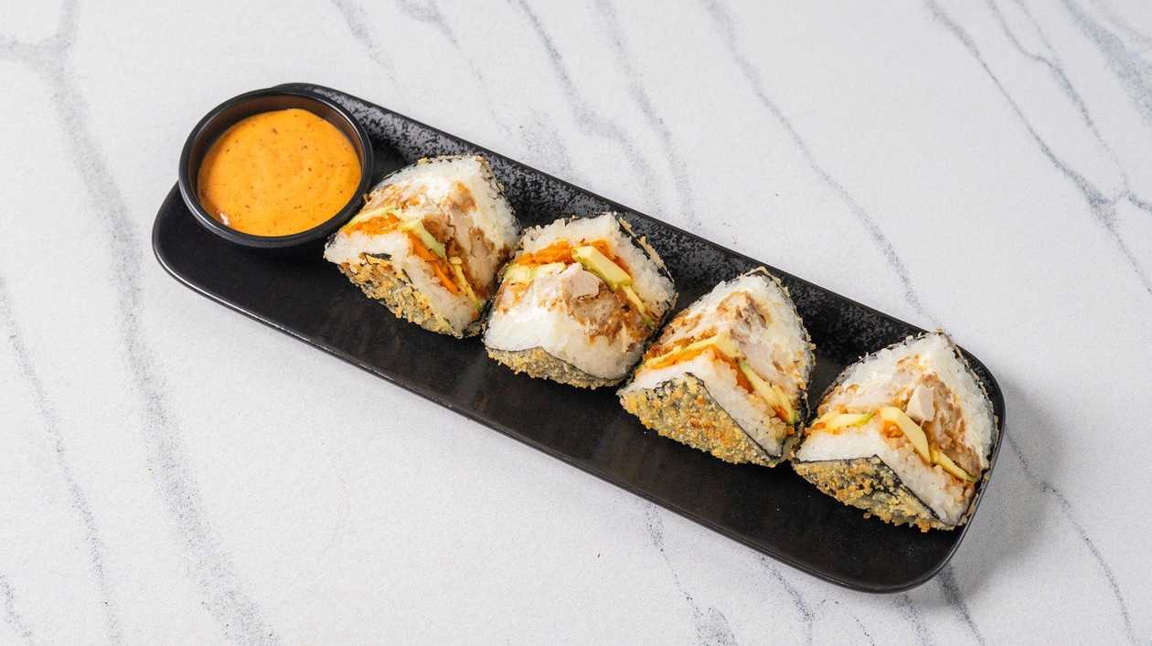 Суши-бургер с креветками