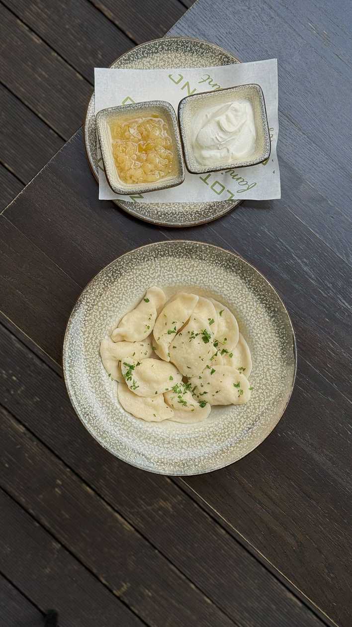 Varenyky with cottage cheese and potatoes