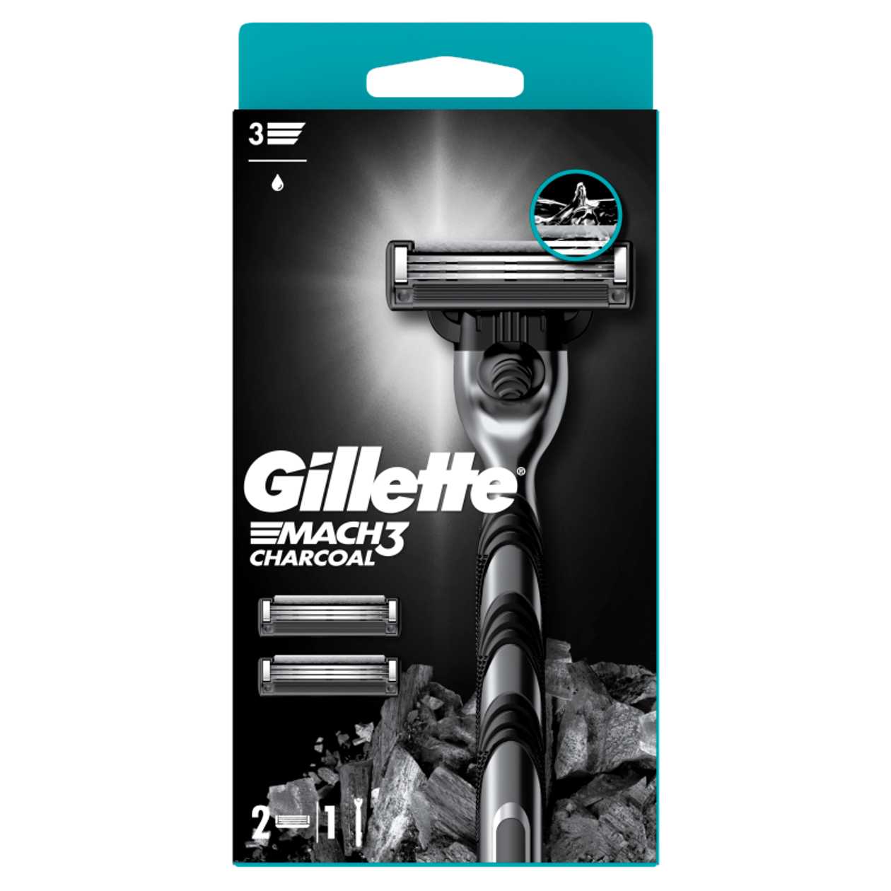 Gillette Mach3 Charkolar Razor. 2 Barbers Hlavice