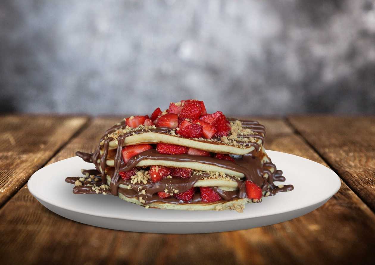 Nutella, Strawberries & Biscuit American Pancakes 🇺🇸