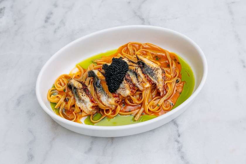 Linguine with smoked eel