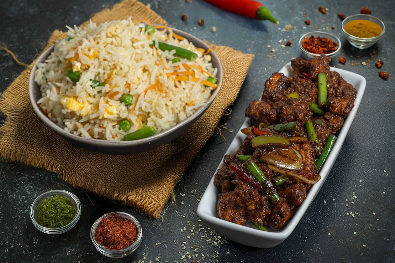 Kung Pao kana + köögiviljadega praetud riis munaga