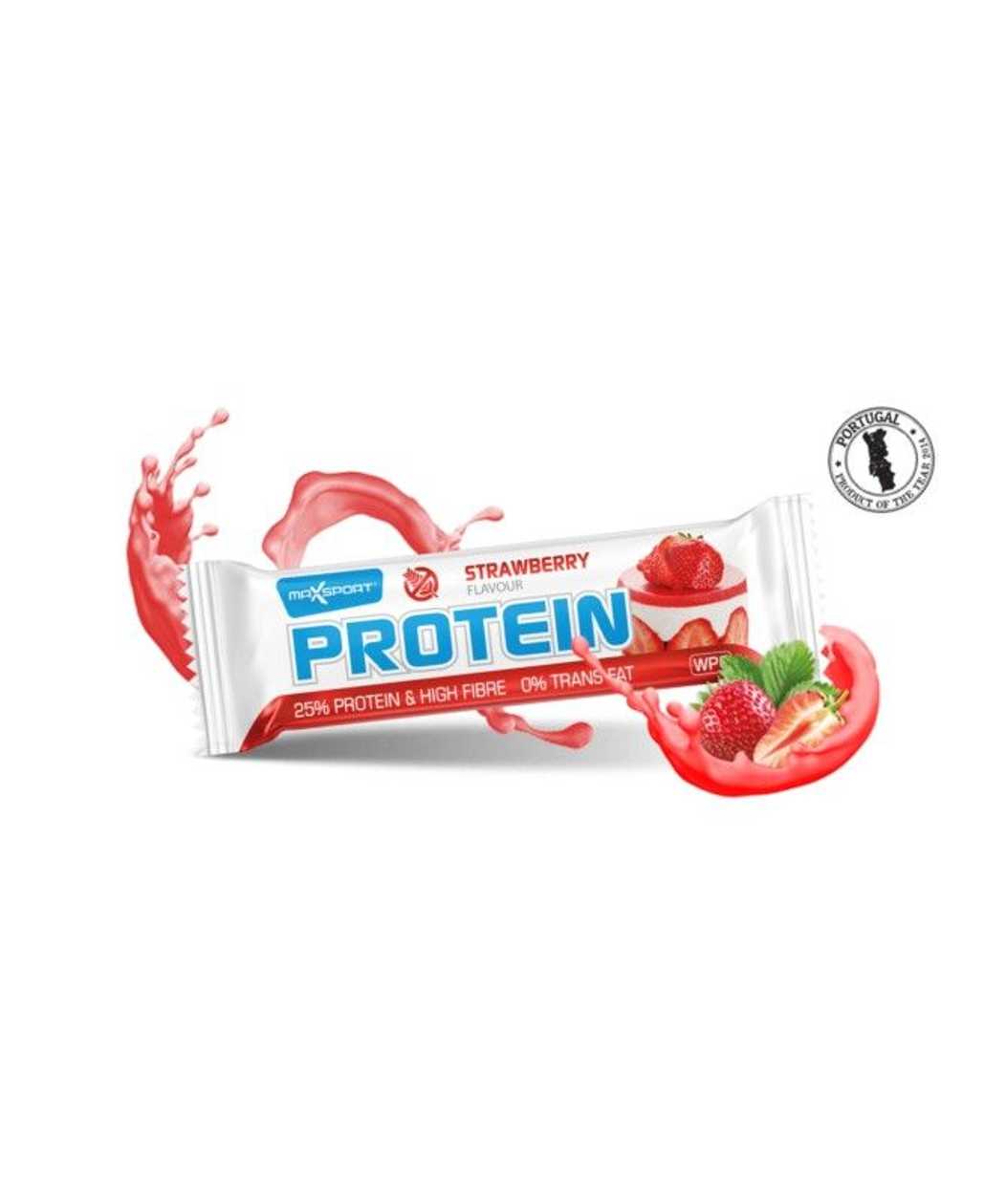 MaxSport Proteinová tyčinka s jahodovou příchutí v bílé polevě 50g