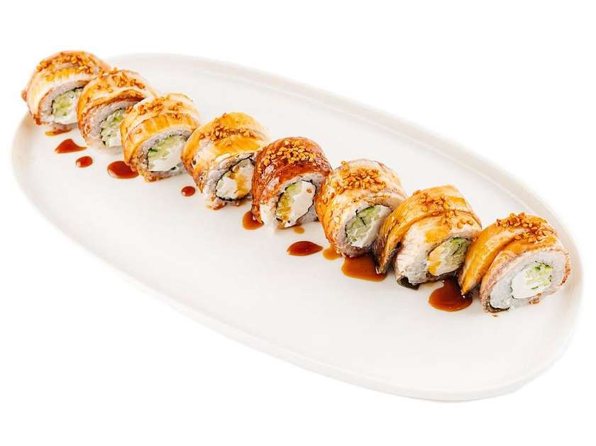 roll with eel, cream cheese and cucumber
