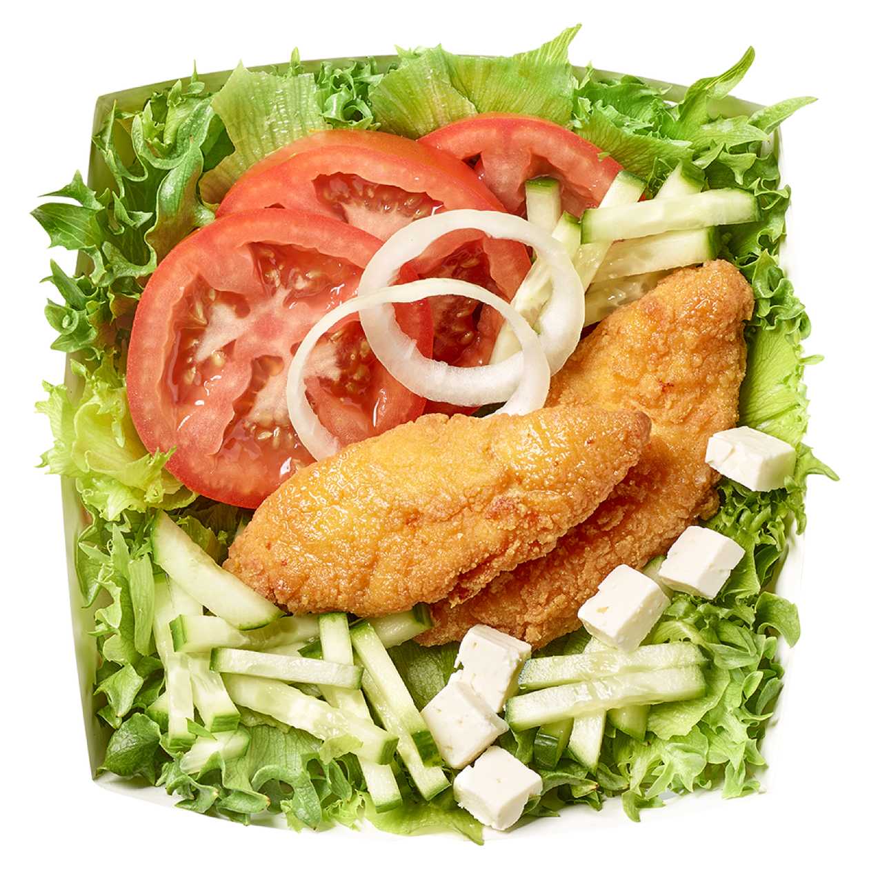 Salată caldă cu pui crispy