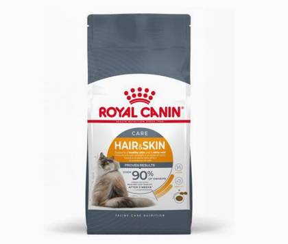 Ração para gatos adultos com cuidados para pele e pelo.