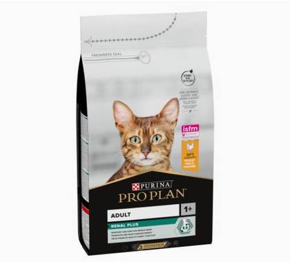 Ração para gatos adultos com suporte renal, com frango.