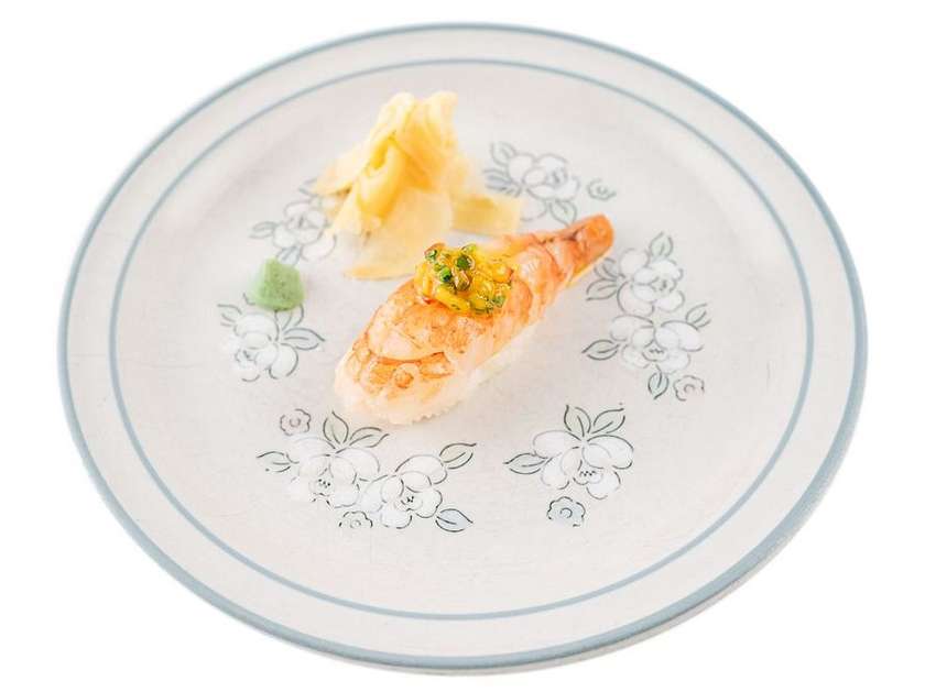 nigiri with langoustine and mango salsa