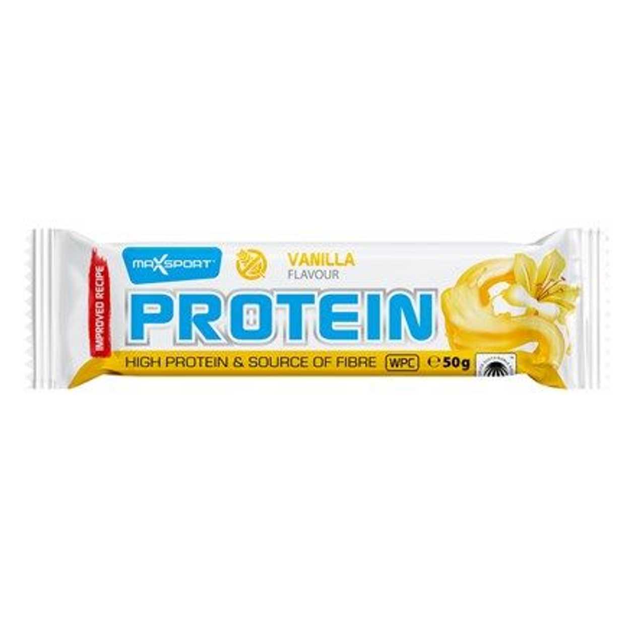 MaxSport Proteinová tyčinka s vanilkovou příchutí v bílé polevě 50g